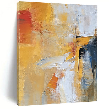 Oversized Abstract Wall Art Yellow, White, and Blue Abstract Expressive Painting For Sale HS148