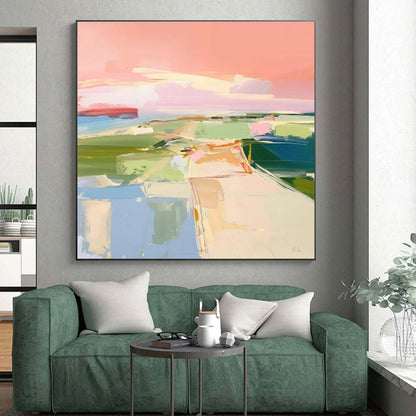 Pastel Toned Landscape-Inspired Abstract Painting HS562