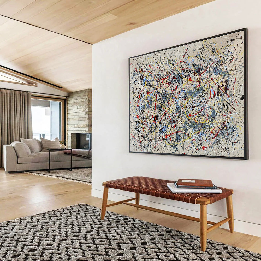 Modern Art Abstract Paintings: Multicolor Splatter Abstract Painting WB365