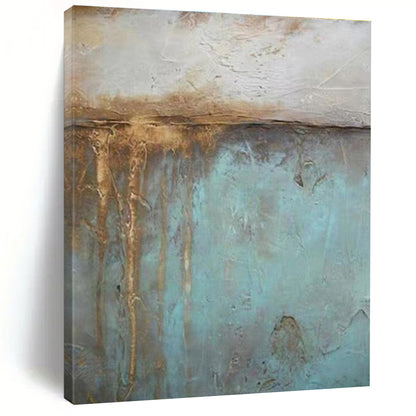 Hand-Painted Acrylic Modern Art Paintings with Teal, Brown, Beige Textured Layers - Large Contemporary Wall Art HS530