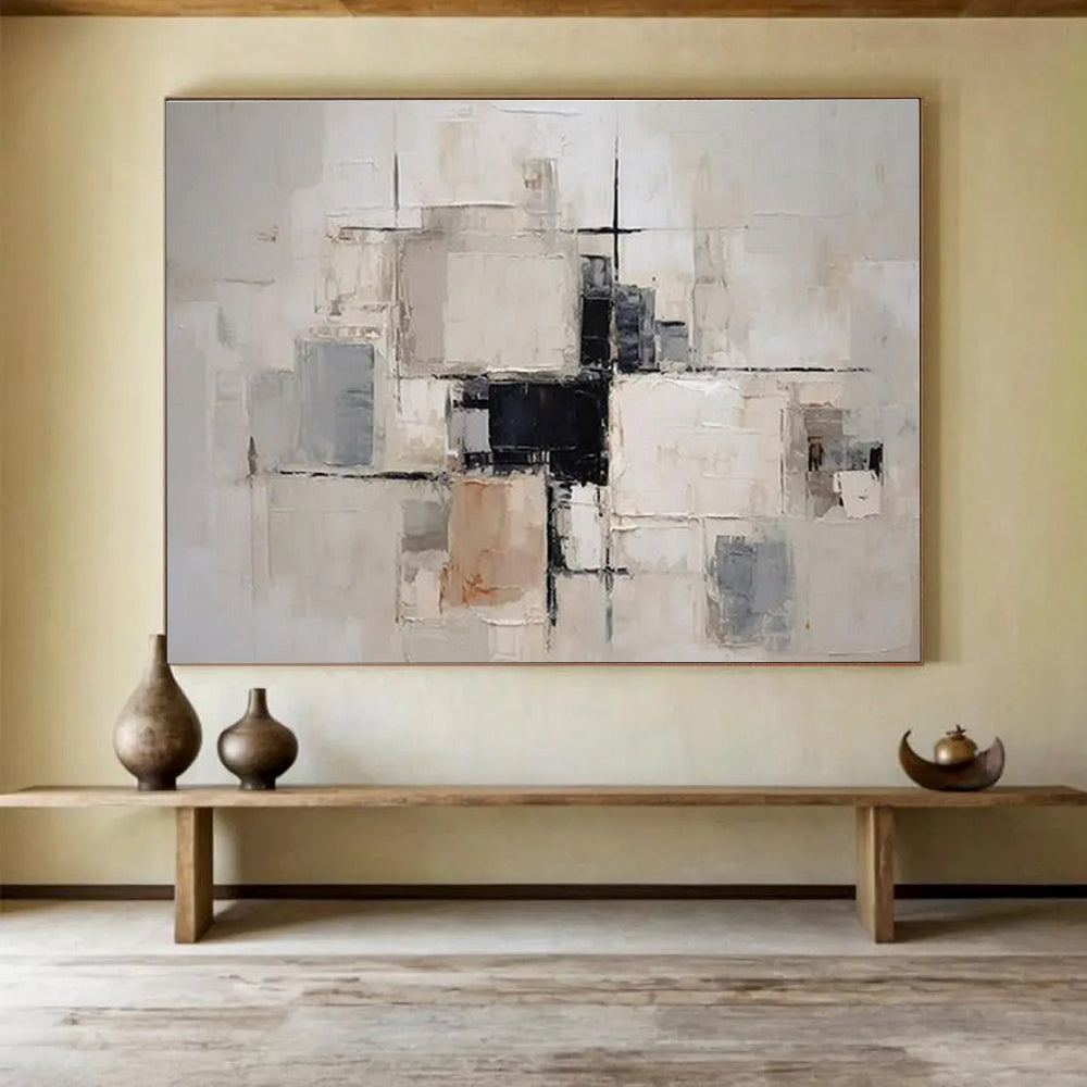 Modern Art Abstract Paintings: Neutral Tones Geometric Abstract Painting WB360