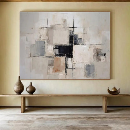 Modern Art Abstract Paintings: Neutral Tones Geometric Abstract Painting WB360