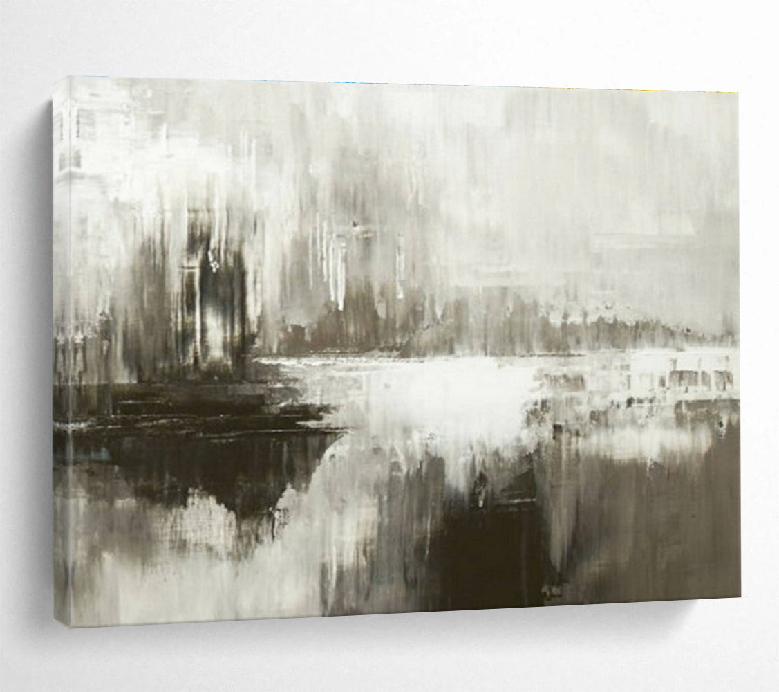 Gray, White Abstract Misty Landscape Art For Sale WB389