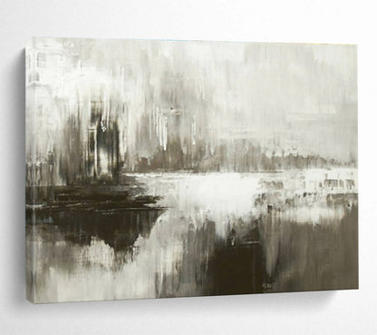 Gray, White Abstract Misty Landscape Art For Sale WB389