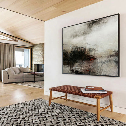 Gray, Black, Beige Abstract Misty Landscape Art For Sale WB391