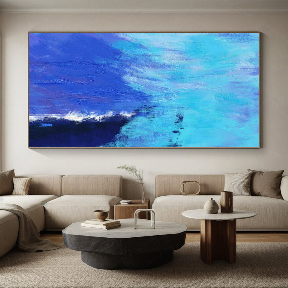 Acrylic Modern Art Paintings Blue and Turquoise Textured Abstract Painting On Canvas HS809