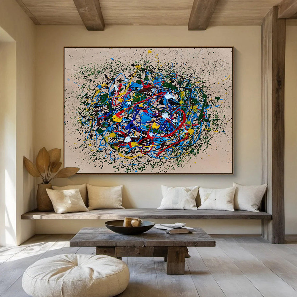 Large Size Multicolor Abstract Splatter Painting WB085