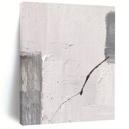 Handmade Art Gray & White Textured Abstract, Minimalist Canvas Art HS265