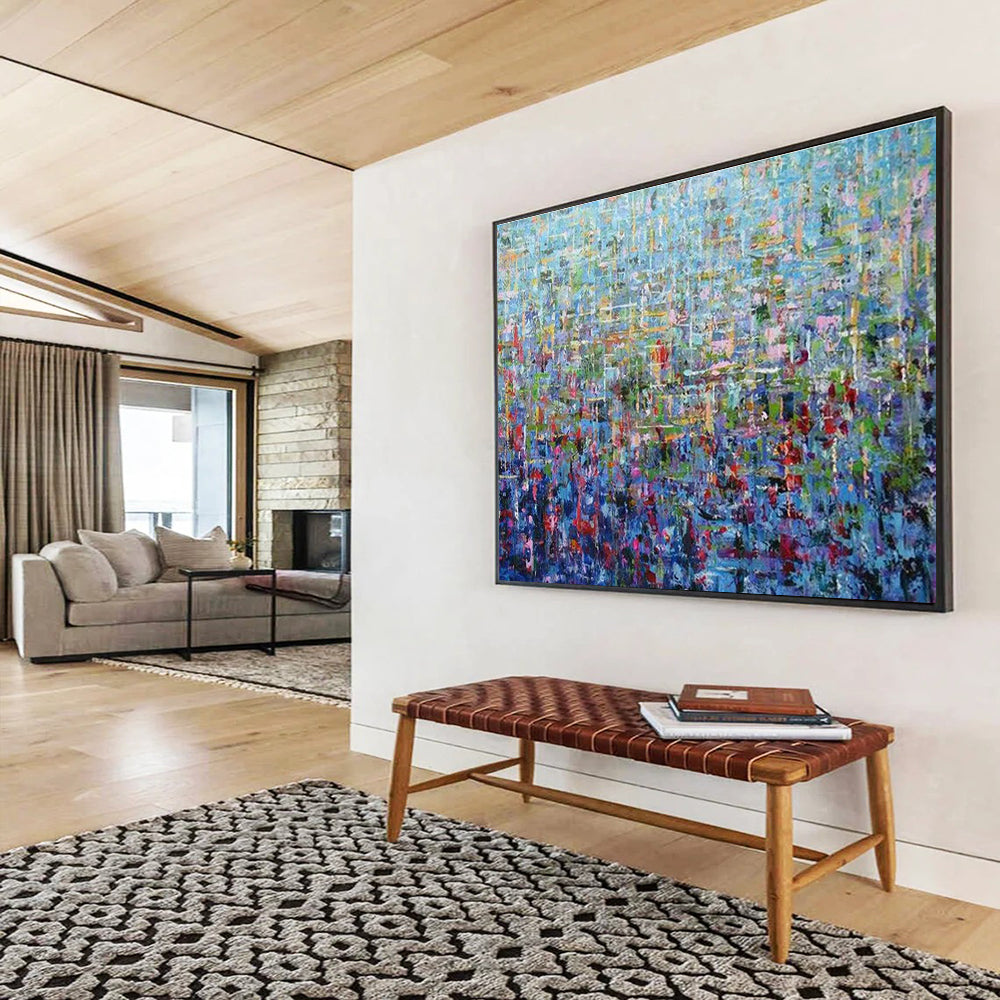 Multicolor Blue-Toned Abstract Textured Art For Sale WB412