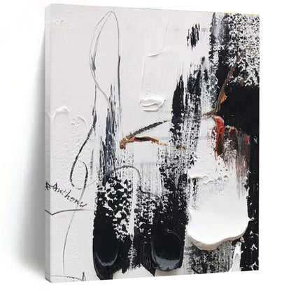 Hand Painting with Black, White, Gray and Red Colors, Textured Abstract Theme HS475