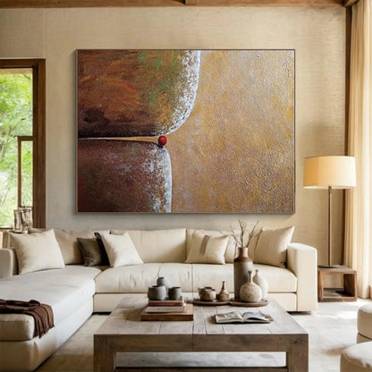 Handmade Art Brown & Red Minimalist Abstract, 48x60 Canvas Art HS209