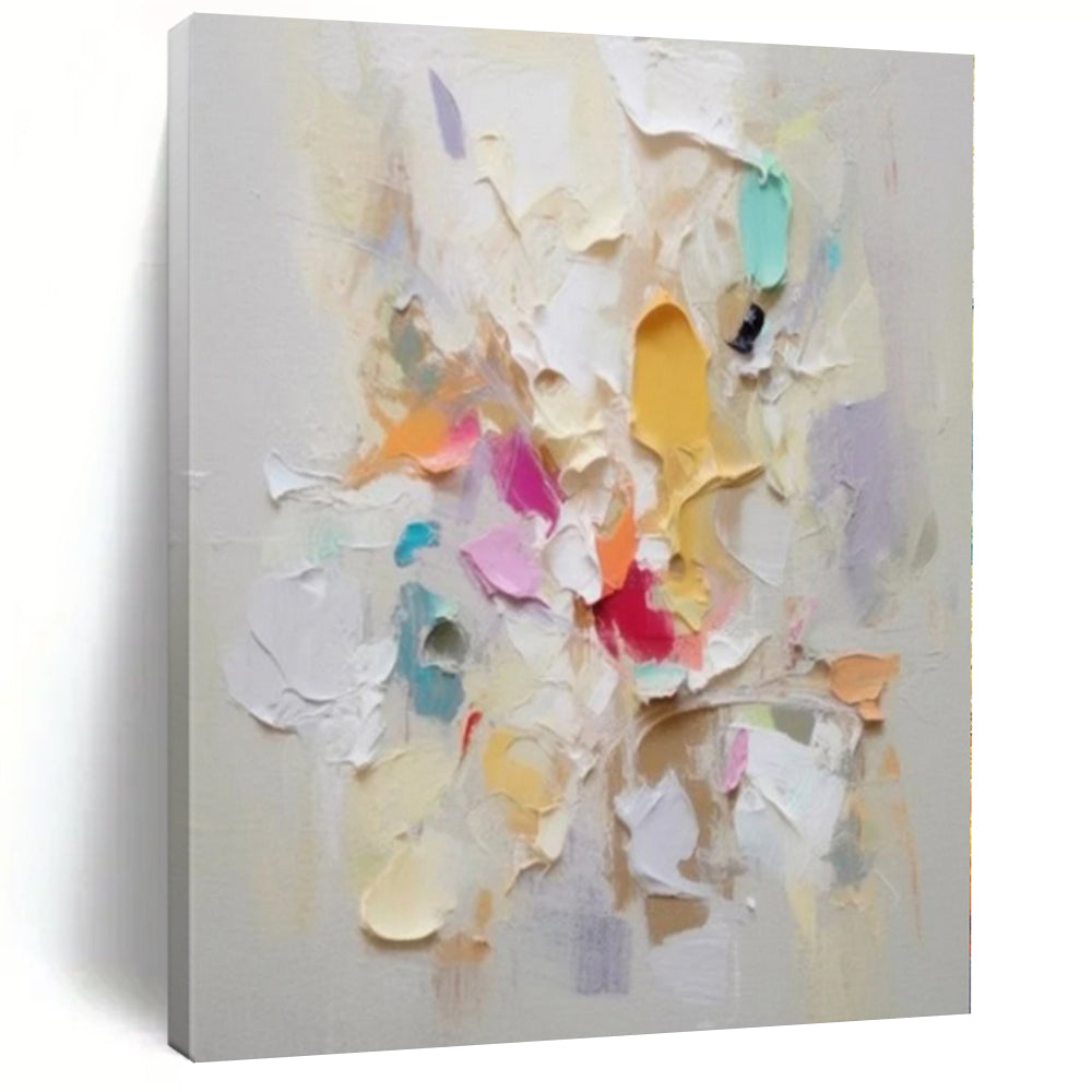 Hand-Painted Multicolor Thick Textured Abstract Painting For Sale HS006