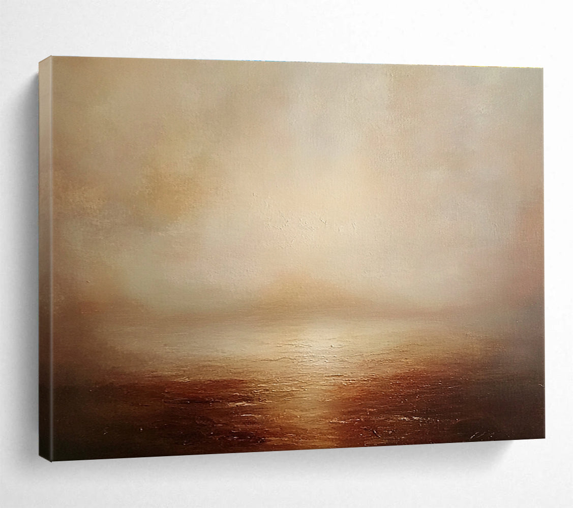 Contemporary Abstract Art with Beige, Brown and Light Orange Colors, Misty Sea Theme WB316