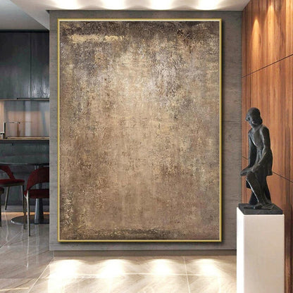 Hand-Painted Large Size Acrylic Modern Art Paintings with Beige, Brown, Gray Textured Surfaces - Large Contemporary Wall Art HS533