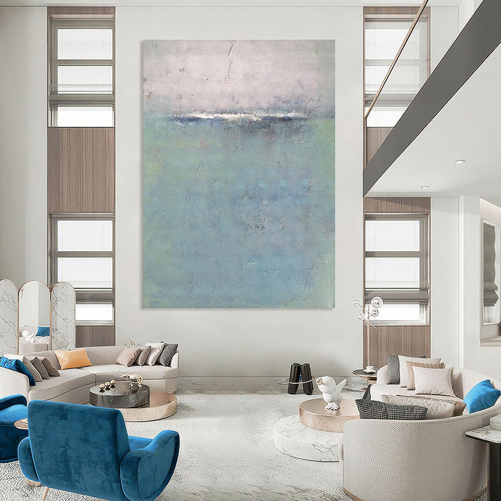 Blue, Gray Abstract Seascape Art For Living Room and Bedroom WS456