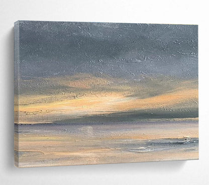 Huge Size Gray, Orange, and Multicolor Abstract Sunset Landscape, Abstract Oil Painting WB175