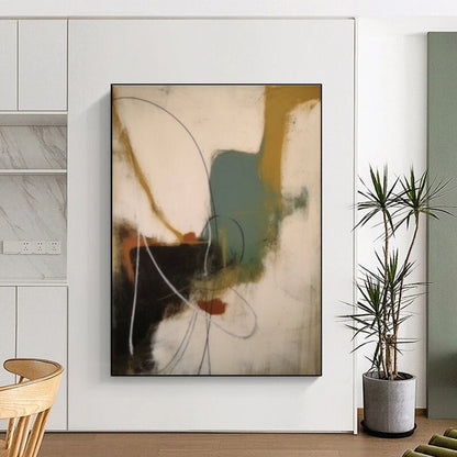 Hand-Painted Multicolor Gestural Abstract, Acrylic Modern Art Paintings HS266