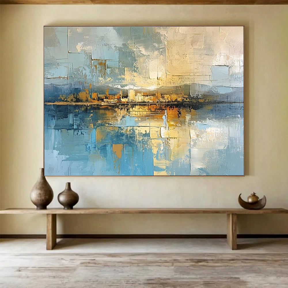 Oversized Canvas Art Multicolor Abstract Cityscape Painting WB196