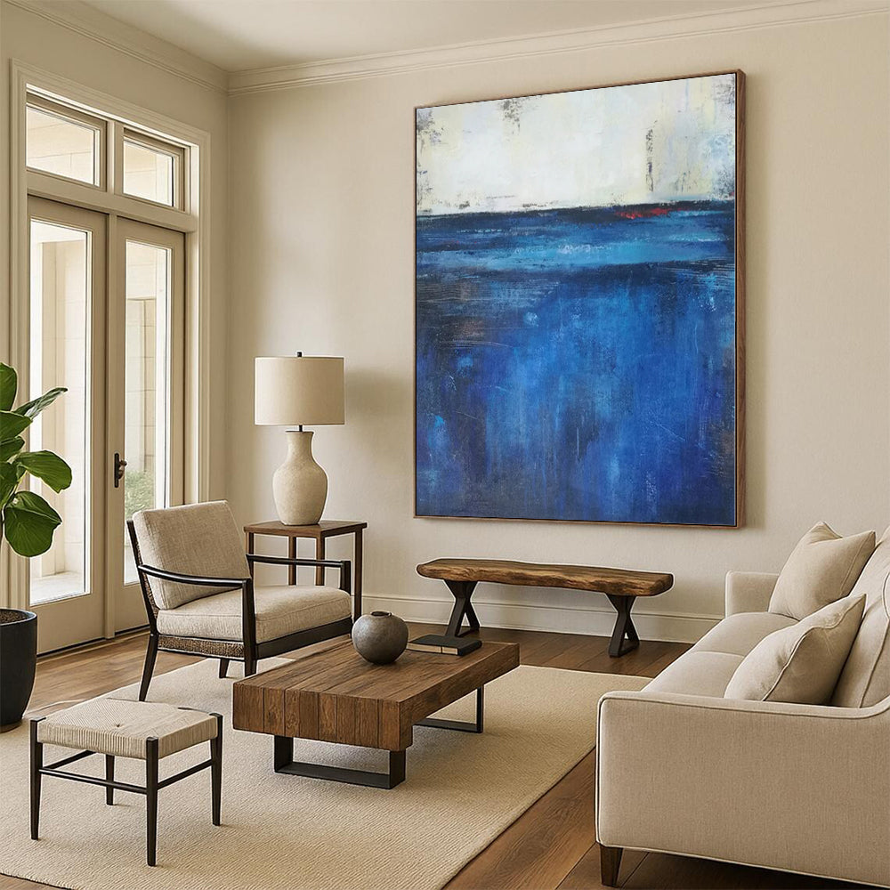 Acrylic Modern Art Paintings Blue Abstract Seaside Painting For Sale HS096