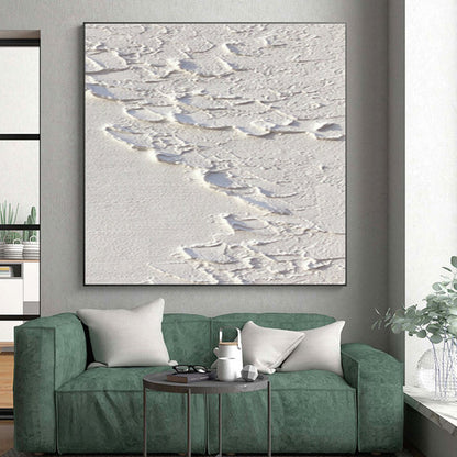 Minimalist Canvas Art White Textured Abstract Art HS744