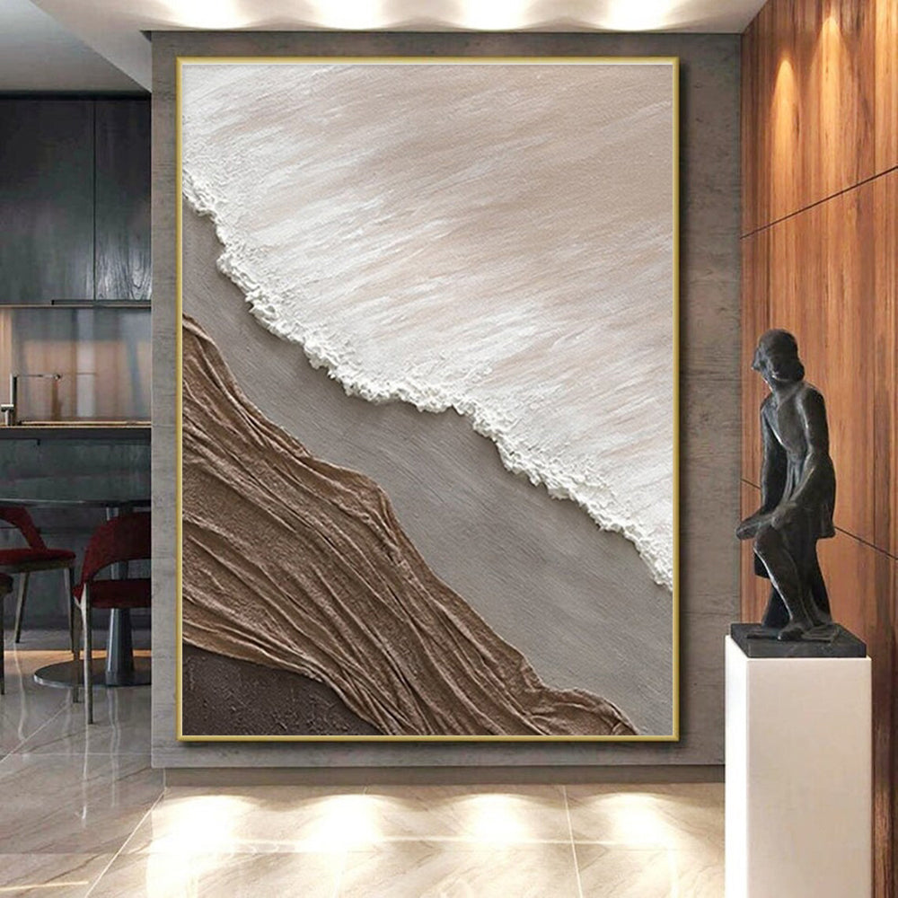 Hand Painted Art Neutral Tones with Textured Layers Abstract Art HS571