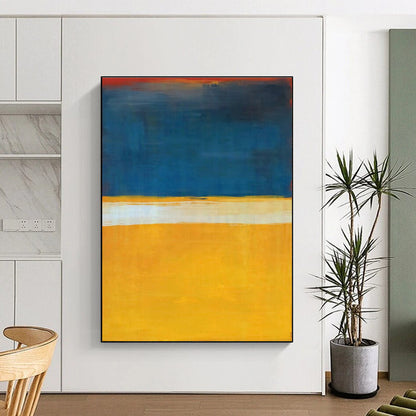 Blue, Yellow, and White Abstract Color Block Painting For Sale WS497