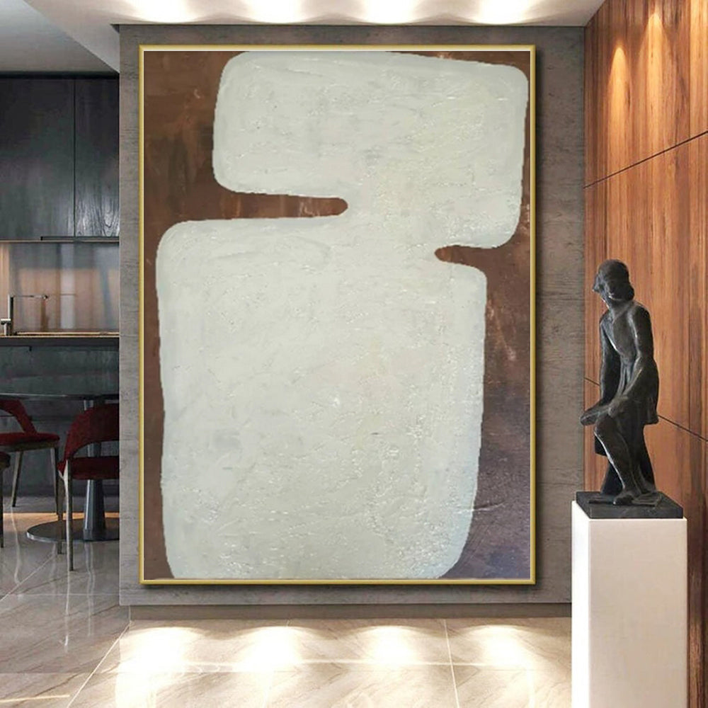 Hand Painted Art Beige and Brown Textured Abstract Art HS647