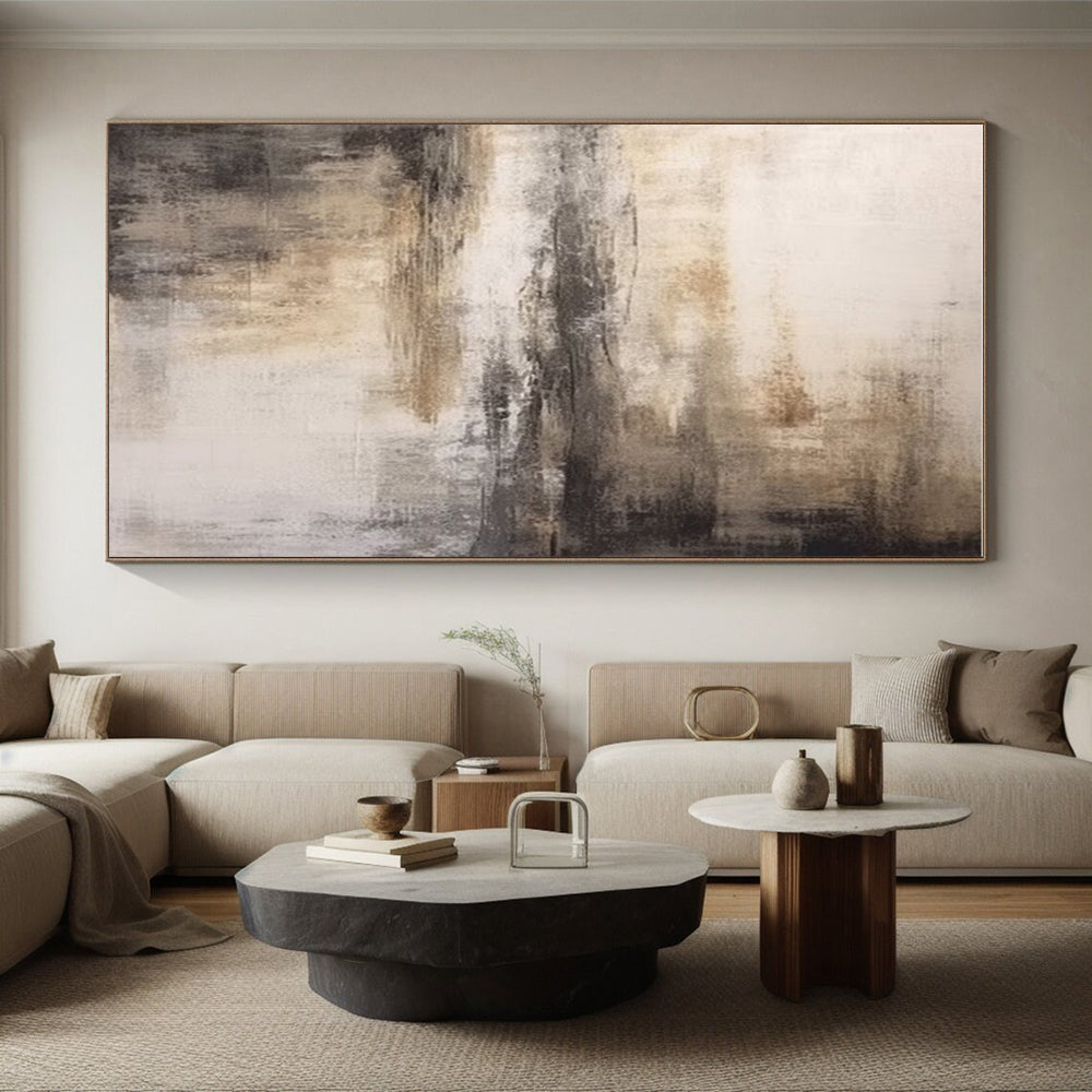 Hand Painted Art Beige & Gray Textured Abstract, Acrylic Modern Art Painting HS264