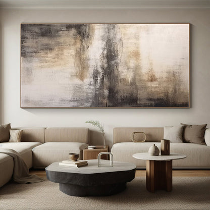 Hand Painted Art Beige & Gray Textured Abstract, Acrylic Modern Art Painting HS264