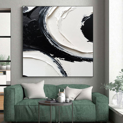 Modern Art Absract Black and White Abstract Textured Painting For Sale HS127