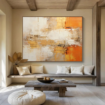 Oversized Canvas Art Multicolor Abstract Golden and Orange Painting WB210