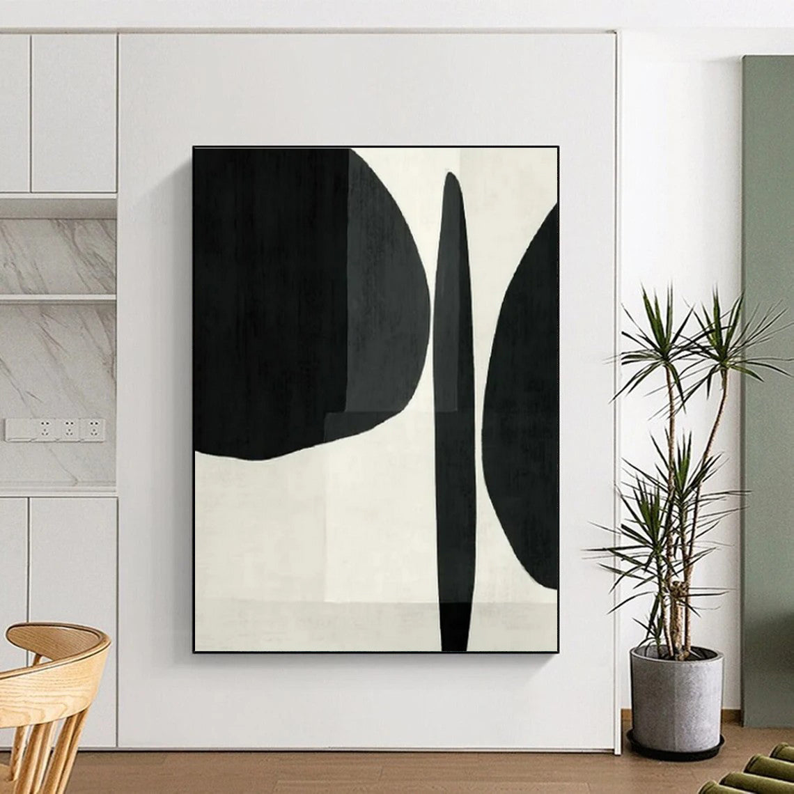 Minimalist Canvas Art Black and White Geometric Abstract Painting On Canvas HS781