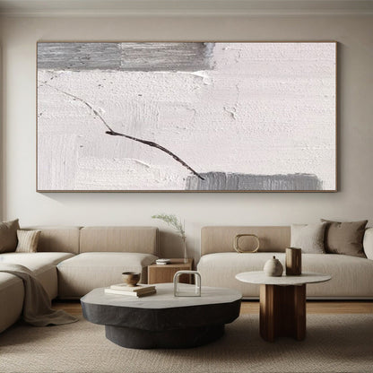 Handmade Art Gray & White Textured Abstract, Minimalist Canvas Art HS265