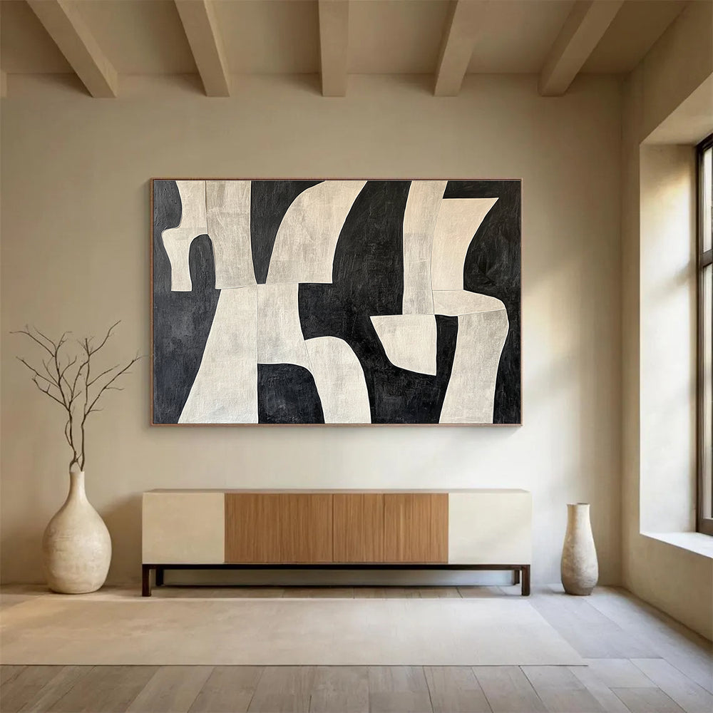 Huge Size Black and White Geometric Abstract Art WB244