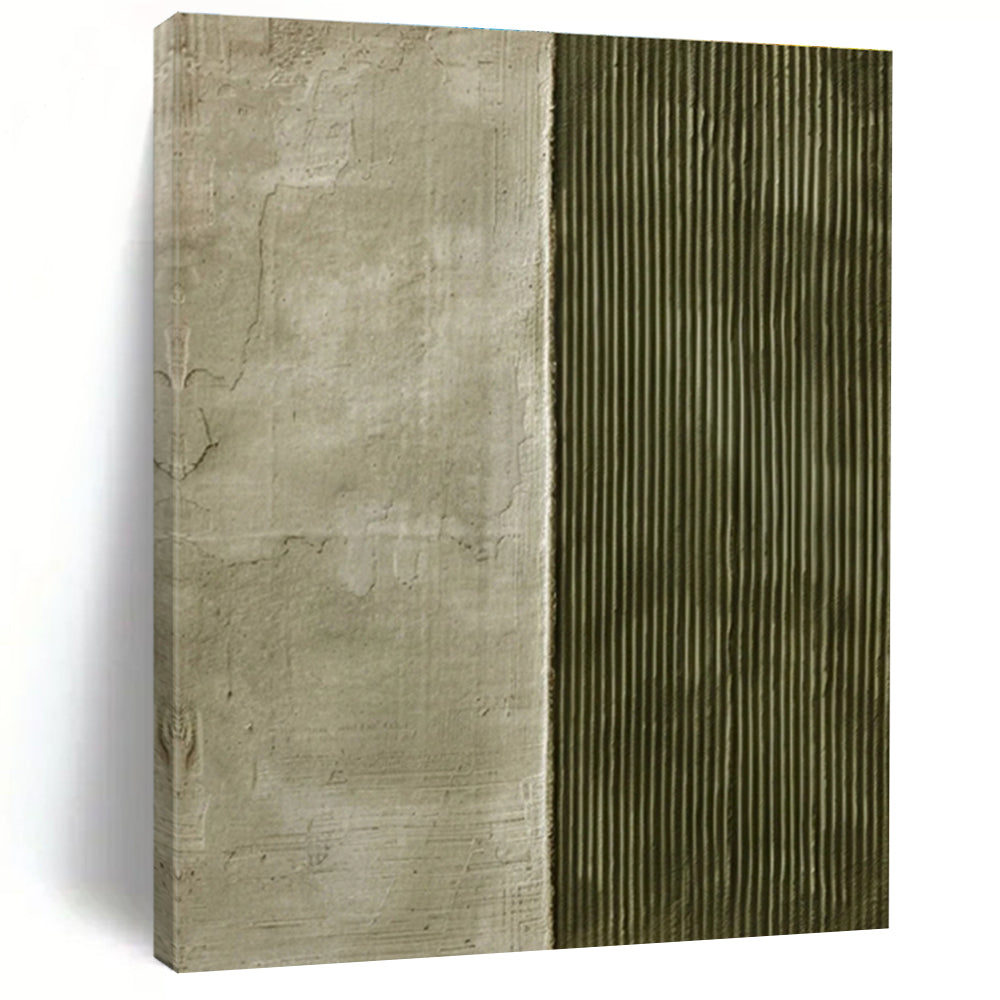 Unique Abstract Art Green & Beige Textured Abstract, Large Contemporary Wall Art HS355