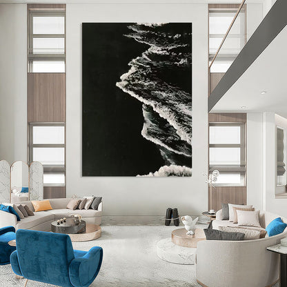 Black, White Abstract Seascape Art For Bathroom and Coastal-Themed Living Room WS454