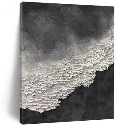 Hand-Painted Black & White Textured Abstract, Modern Art Acrylic HS260