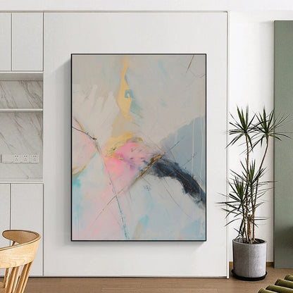 Handmade Art Pastel Tones with Gold Accents Abstract Art HS716