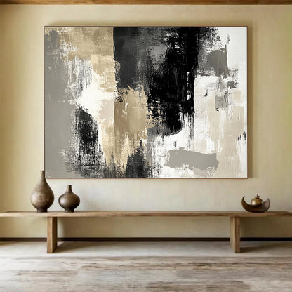 Huge Size Black, Gray, and Gold Abstract Textured Art - Acrylic Painting WB274