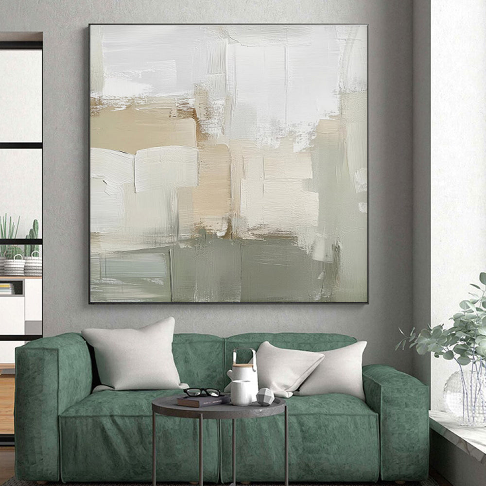 Handmade Art Beige & Gray Textured Abstract, Minimalist Canvas Art HS449
