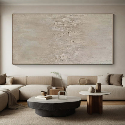 Minimalist Canvas Art Beige Textured Abstract Painting On Canvas HS784