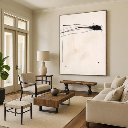 Minimalist Canvas Art Black and White Linear Abstract Art HS663