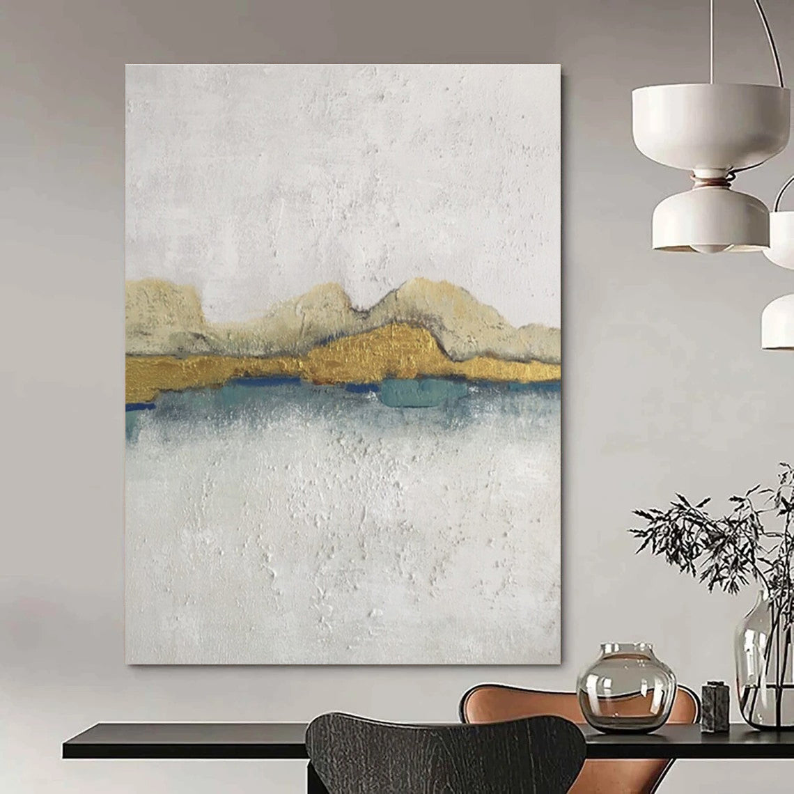 Black, White Abstract Landscape Art For Living Room and Art Studio WS460
