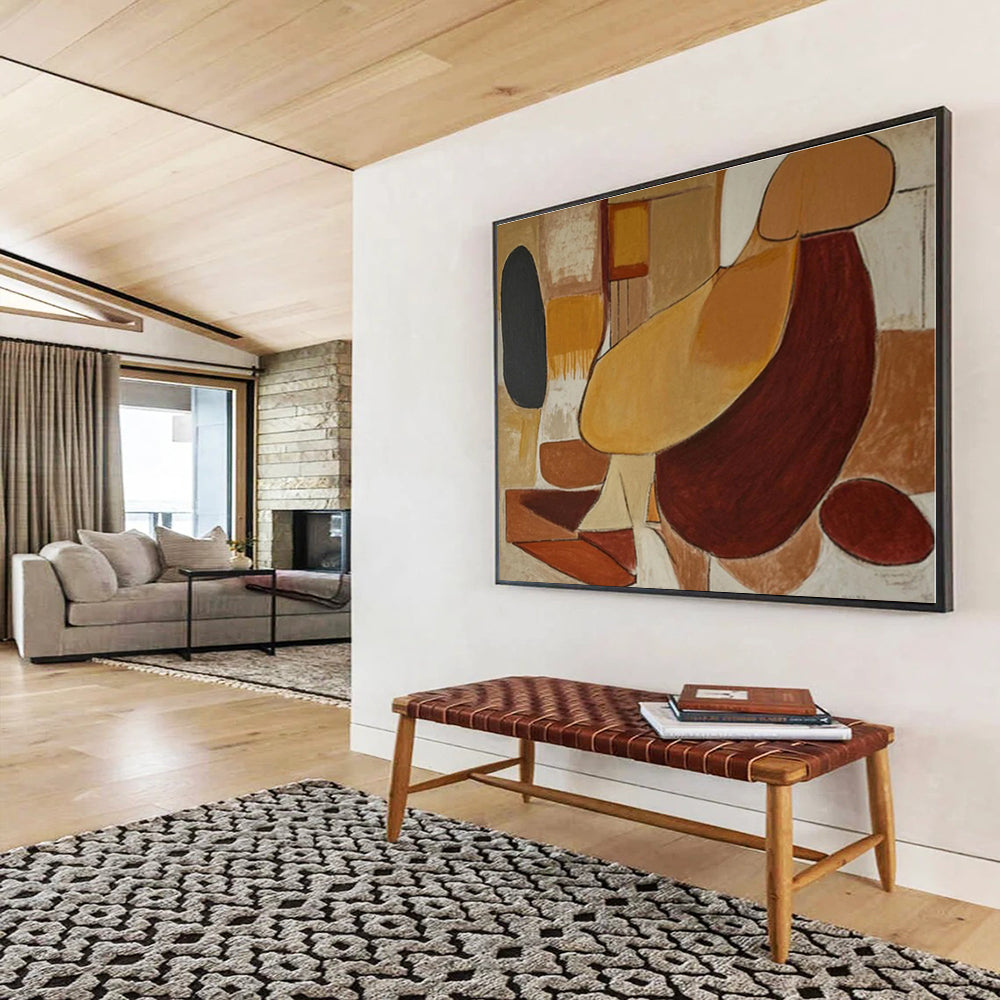 Brown, Beige, Black Abstract Shapes Acrylic Painting WB029