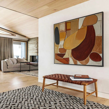 Brown, Beige, Black Abstract Shapes Acrylic Painting WB029