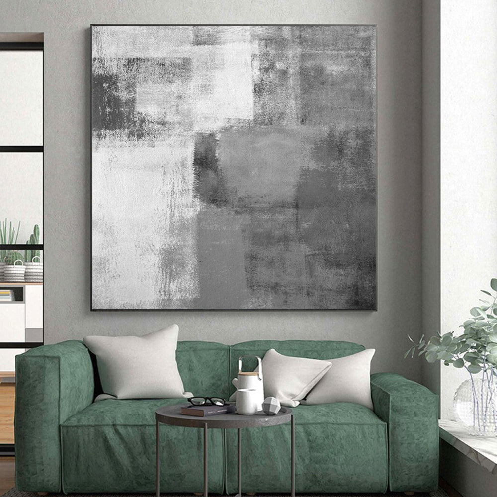 Gaint Canvas Art Gray Textured Abstract, Oversized Abstract Wall Art HS429