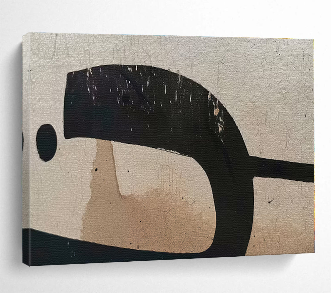 Black, Beige Abstract Painting – Minimalist Acrylic Art WB049
