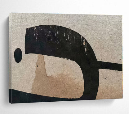 Black, Beige Abstract Painting – Minimalist Acrylic Art WB049