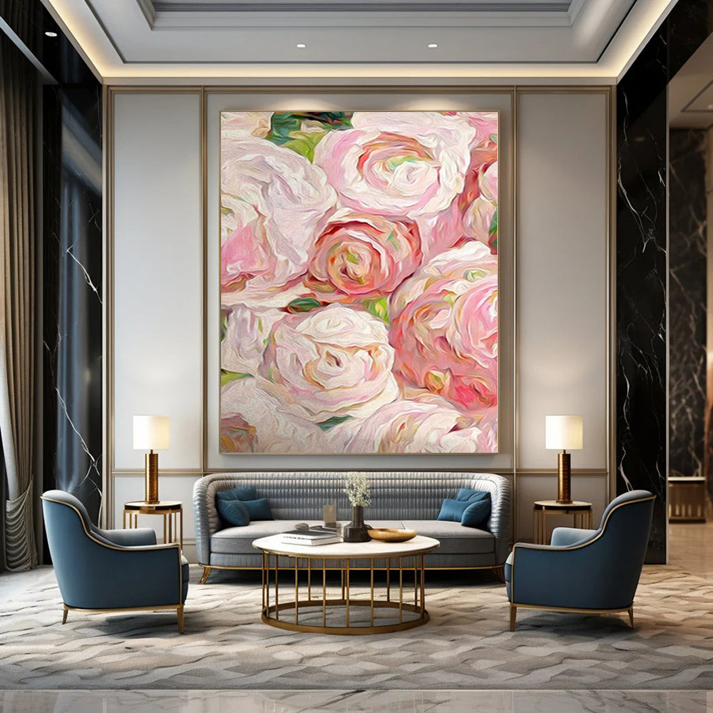 Pink, White Abstract Floral Art For Bedroom and Dining Room WS419