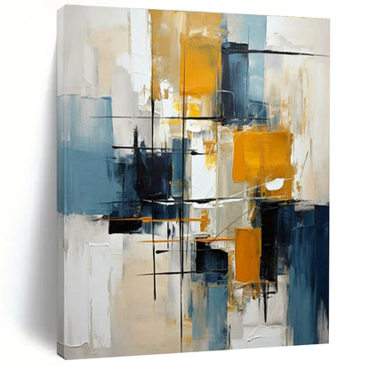 Acrylic Modern Art Paintings Blue, Yellow, and Black Geometric Abstract Painting On Canvas HS782